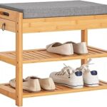 Banc à chaussures en rotin avec banc relevable et coussin de siège sooby