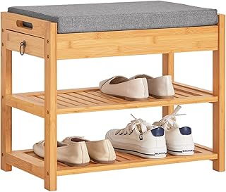 Banc à chaussures en rotin avec banc relevable et coussin de siège sooby