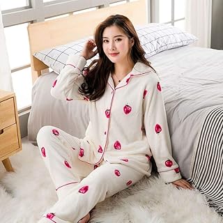 Femmes automne hiver chaud velours pyjama ensemble femmes dessin animé maison épais flanelle