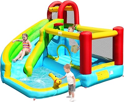Toboggan aquatique gonflable pontique, maison de jeu extérieure 6 en 1 pour enfants