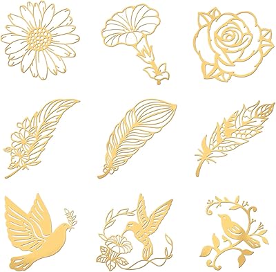 Olicraft 9 pièces autocollants en cuivre doré thème naturel décoratifs fleur