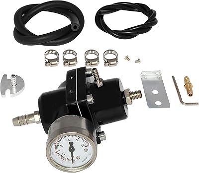 0-140 psi kit de régulateur de pression de carburant réglable universel avec tuyau de jauge, noir. DIAYTAR COTE D'IVOIRE est une boutique en ligne qui propose une gamme complète de produits pour les consommateurs ivoiriens. Elle offre une expérience d'achat en ligne pratique et sécurisée, avec des options de paiement diverses et une livraison rapide. Les clients peuvent trouver des produits pour répondre à tous leurs besoins.