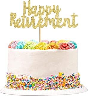 1 pièce de décoration de gâteau de retraite à paillettes dorées pour fournitures