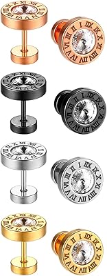 4 paires de boucles d'oreilles romaines pour femmes, lot de 4, bague