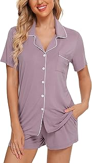 Ensemble pyjama boutonné à manches courtes et short doux pour femme, taille s-xxl