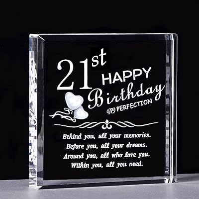 Cadeaux de 21e anniversaire pour fille et fils cristal gravé derrière vous tous