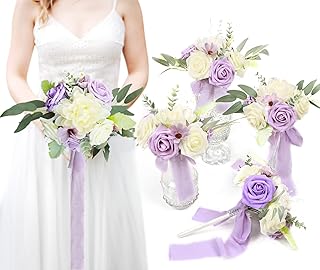 Bouquets de demoiselle d'honneur evanart, lot de 4 pour fête prénuptiale et mariée