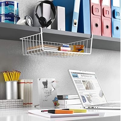 Panier de rangement suspendu sous étagère, organisateur multifonctionnel permettant de gagner de l'espace