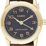 Montre à quartz analogique casio pour femme, couleur noire, avec bracelet, modèle ltp-v001gl-1b