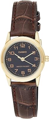 Montre à quartz analogique casio pour femme, couleur noire, avec bracelet, modèle ltp-v001gl-1b, marron/noir. DIAYTAR COTE D'IVOIRE est une boutique en ligne généraliste qui propose plus de 300 000 références de produits. Elle est reconnue comme l'une des boutiques en ligne les plus populaires de Côte d'Ivoire. Elle offre une grande variété de produits pour répondre aux besoins de tous les consommateurs.
