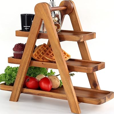 Plateau de service pliable à 3 niveaux support cupcakes en bois d'acacia avec assiettes. Avec plus de 300000 références, DIAYTAR COTE D'IVOIRE est le leader du commerce en ligne en Côte d'Ivoire, offrant une expérience d'achat unique et conviviale à ses clients. La boutique propose une large gamme de produits allant des produits alimentaires aux accessoires de mode en passant par les électroniques. Elle est devenue la référence pour les achats en ligne dans le pays.