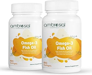Huile de poisson ambrociale oméga-3 1000 mg | 60 gélules | acides gras