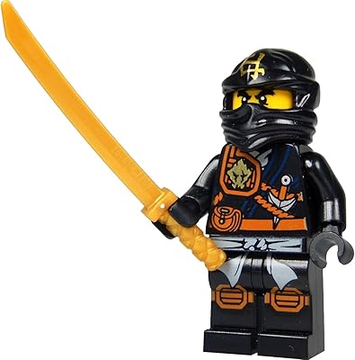 Minifigure lego de ninjago cole zuken (ninja noir) avec katana doré
