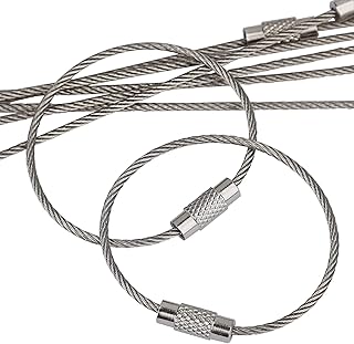 Porte-clés en acier inoxydable avec câble de 6 pouces, mousqueton pour randonnée