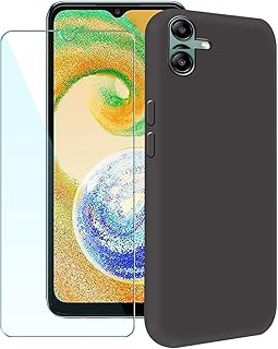 Coque noire compatible avec le samsung galaxy a04 avec un protecteur d'écran