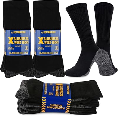 10 paires de chaussettes de travail noires pour hommes, épaisses et résistantes, doublées