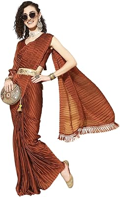 Sari en satin pour femme (ti2768_rust)