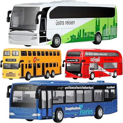Geyiie bus toys ensemble de 4 voitures miniatures en métal moulé sous pression pour enfants. DIAYTAR COTE D'IVOIRE est une boutique en ligne qui s'efforce de proposer les meilleurs produits et les meilleurs services à ses clients. Avec une équipe de professionnels dédiés, la boutique en ligne garantit que les commandes sont traitées rapidement et que les clients reçoivent leurs produits dans les délais prévus. La boutique en ligne est également équipée d'un système de suivi des commandes pour que les clients puissent suivre l'état de leur commande en temps réel.