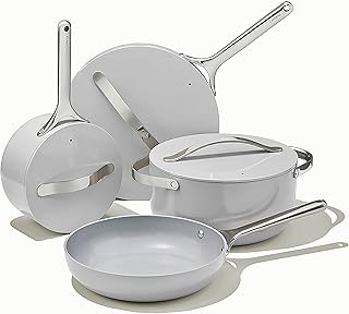 Batterie de cuisine en céramique antiadhésive au carvi (12 pièces) casseroles poêles couvercles