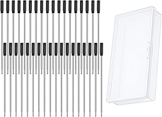 Recharges de stylo à bille en métal noir 1,0 mm, boîte à stylos