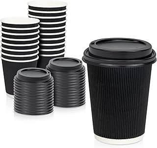 Tasses chaudes jetables fit mill prep avec couvercles 12 oz