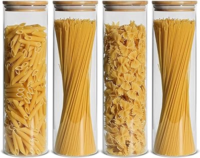 Pots de stockage en verre avec couvercles en bambou, ensemble de récipients