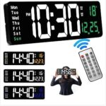 Grande horloge murale numérique horloges murales de 1625 pouces avec télécommande date