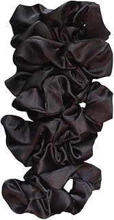 Élastiques à cheveux légers en satin noir burus (paquet de 5)