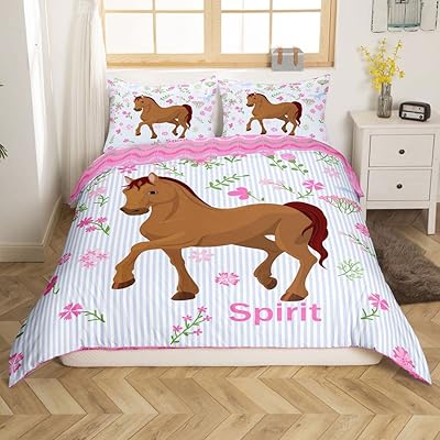 Parure de lit cheval pour fille ensemble de literie pour enfants dessin animé. DIAYTAR COTE D'IVOIRE est une boutique en ligne généraliste qui propose plus de 300000 références de produits, répondant ainsi à tous les besoins de ses clients. Elle est devenue la boutique leader en Côte d'Ivoire grâce à sa large gamme de produits et à son service de qualité. Avec DIAYTAR COTE D'IVOIRE, les clients peuvent acheter en ligne avec confiance et rapidité.