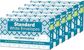 Enveloppes blanches standard kaisa 3-5/8 x 6-1/2 pouces #6 3/4 vélin blanc 100