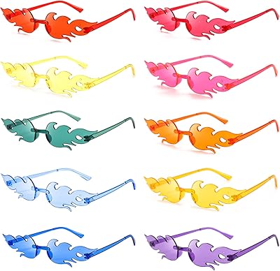 10 pièces de lunettes de soleil colorées de fête rondes/cœur/oeil de chat/rectangle/étoile/feu