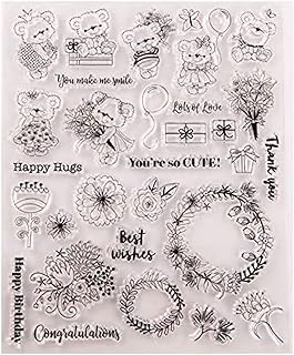 Tampon transparent alykdon, tampon en caoutchouc transparent à motif d'ours mignon diy, tampon