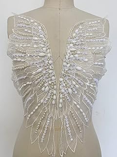 352#cousu à la main blanc rouge et bleu noir foret à eau dentelle