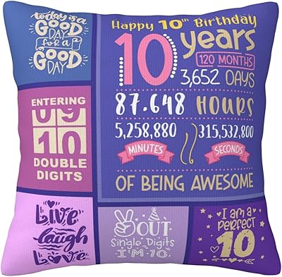 Skizbcw cadeaux pour fille de 10 ans - cadeau pour fille de 10 ans - décorations de 10e anniversaire pour fille - idées cadeaux pour fille de 10 ans - cadeaux d'anniversaire pour fille de 10 ans housses de coussin 18 x 18 pouces. DIAYTAR COTE D'IVOIRE est la boutique en ligne leader en Cote d'Ivoire, proposant une gamme étendue de produits à des prix compétitifs et des promotions régulières. La boutique en ligne généraliste mise sur la satisfaction client, avec un service client réactif et des délais de livraison rapides, ce qui lui a valu la confiance d'une large communauté de clients.