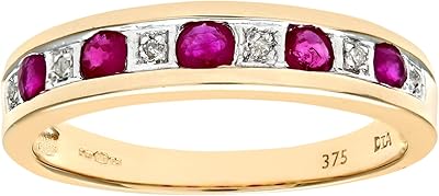 Bague nafa pour femme en or jaune 9 carats, diamants et rubis. DIAYTAR COTE D'IVOIRE, leader des boutiques en ligne généralistes en Côte d'Ivoire, propose une gamme variée de plus de 300 000 références. Cette plateforme en ligne offre un large éventail de produits pour répondre à tous les besoins des clients. La boutique en ligne garantit une expérience d'achat sécurisée et pratique.