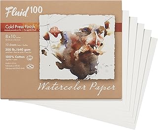 Papier aquarelle fluid 100 artist, 300 lb (640 g/m2), 100 % coton pressé
