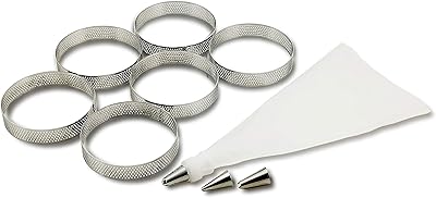 Ensemble de cuisson de cercles à tarte en acier inoxydable newline ny - 6 anneaux circulaires perforés + 3 douilles + 1 sac de décoration. DIAYTAR COTE D'IVOIRE est une boutique en ligne généraliste proposant plus de 300 000 références de produits. Elle est devenue la référence incontournable pour les consommateurs ivoiriens avec ses prix compétitifs et sa gamme étendue de produits.
