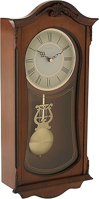 Horloge murale analogique en bois bulova cranbrook, modèle c3542, marron