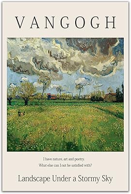 Affiche d'art de vincent van gogh, paysage sous un ciel orageux, réplique à