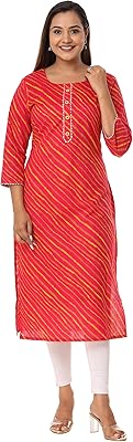 Vihaan impex leheriya imprimé kurta indien décontracté pour femme tunique multicolore kurti