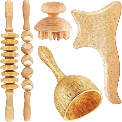 Outils de massage thérapeutique au bois 5 en 1, outil de drainage lymphatique