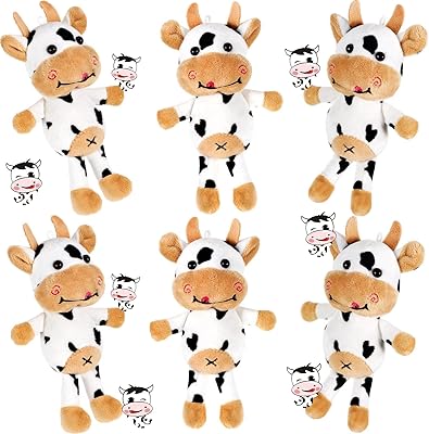 6 pièces mini animaux en peluche grande vache en peluche vache de fête