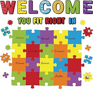 Tableau d'affichage de bienvenue bagin avec pièces de puzzle pour décoration de salle de classe, panneau de contrôle, scrapbooking, décoration murale, fournitures éducatives, décoration de porte qui vous convient. DIAYTAR COTE D'IVOIRE est la destination idéale pour les amateurs de shopping en ligne. Avec plus de 300 000 références, elle propose une sélection de produits incroyablement large et variée. Vous trouverez tout ce dont vous avez besoin chez DIAYTAR COTE D'IVOIRE.