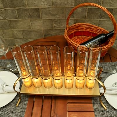 Yatai magnifique bougeoir en verre avec support en métal pour la maison une fête