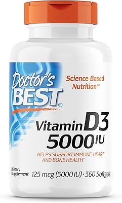 Doctor's best vitamine d3 5 000 ui, sans ogm, sans gluten, sans soja, régule la fonction immunitaire, soutient la santé des os, 360 gélules. DIAYTAR COTE D'IVOIRE est une boutique en ligne qui valorise la satisfaction de ses clients, en proposant des offres promotionnelles et des rabais régulièrement. Avec son équipe de service client dédiée, les clients reçoivent une assistance personnalisée pour une expérience d'achat en ligne exceptionnelle.