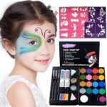 Ensemble de peinture pour le visage pour enfants, 19 grandes aquarelles, 2 paillettes