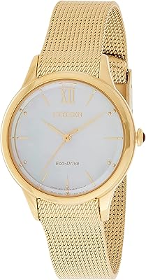Montre à énergie solaire citizen pour femme, affichage analogique et bracelet en acier