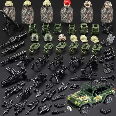 Blocs de construction militaires anhana, jouet pour enfants, voiture avec 6 figurines militaires
