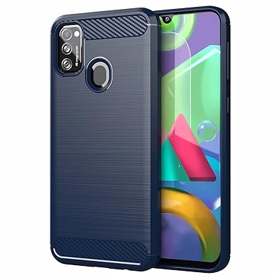 Coque samsung galaxy m21 motif fibre de carbone brossé ultra fine en caoutchouc