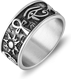 Hzman bague égyptienne antique en acier inoxydable croix d'ankh oeil d'horus ra bague symbole egypte anneaux pour hommes femmes. DIAYTAR COTE D'IVOIRE est une boutique en ligne généraliste qui propose plus de 300000 références pour répondre à tous les besoins de ses clients. Elle est reconnue comme l'une des boutiques en ligne les plus populaires en Côte d'Ivoire, offrant une grande variété de produits à des prix compétitifs. Elle est le leader incontournable du commerce électronique dans le pays.